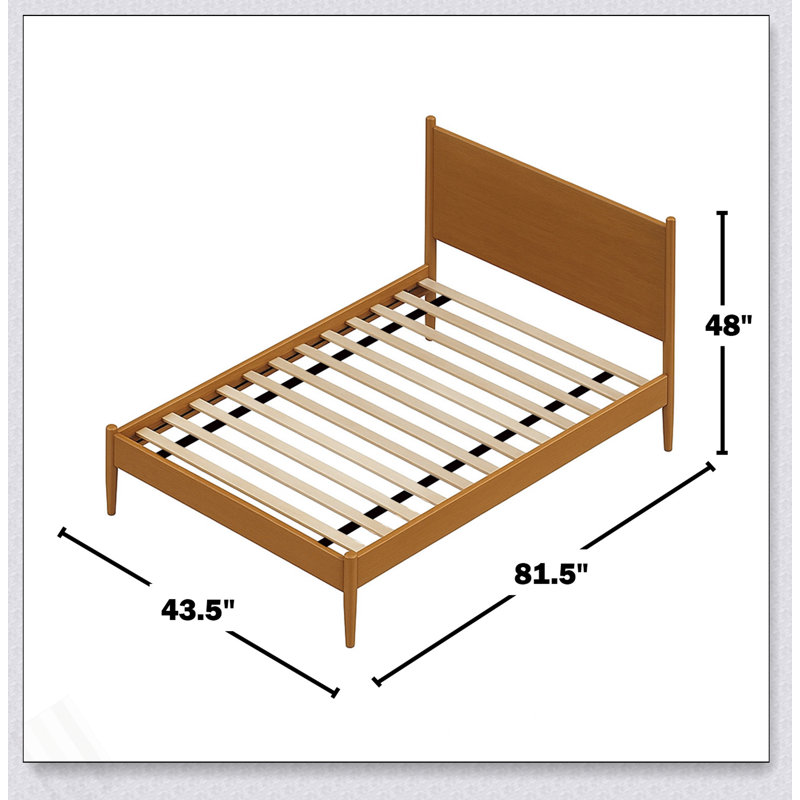 Lit plateforme Mid-Century, Twin, Oak