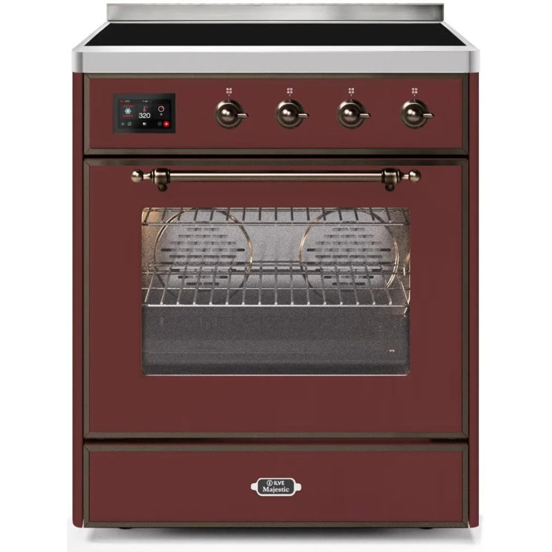 Majestic II 30" 4 cu. ft. Freestanding Electric Range, Burgundy/Bronze