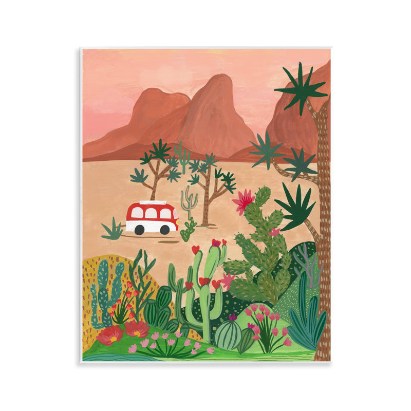 Plaque murale Desert Camper & Cacti, design par Nabeela Rumi