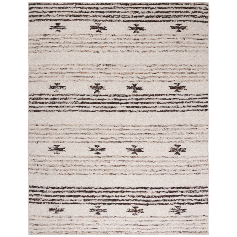 Coastal Charm Black & Ivory Handwoven Wool-Cotton Rug 8' x 10'