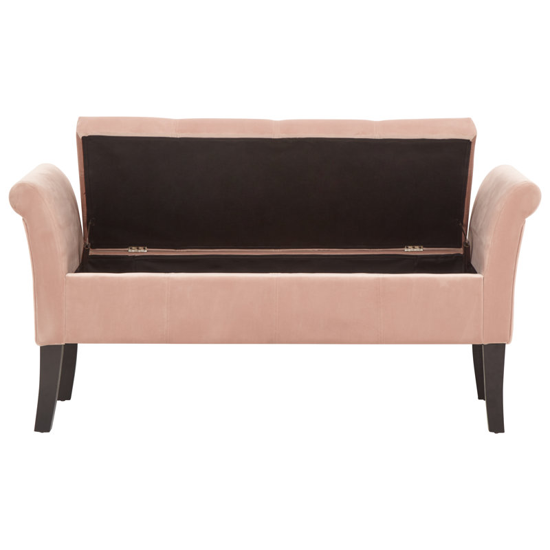 Newtowne Upholstered Bench with Flip Top, Blush Pink
