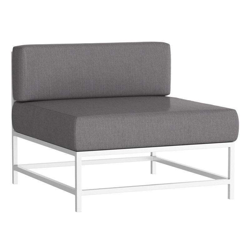 Delano Outdoor Lounge Chair, Canvas Granite, Tex Black
