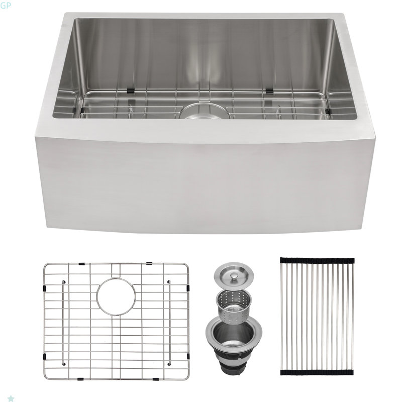 27 Inch Farmhouse Kitchen Sink - 27"X21"X10" Stainless Steel Apron Front Farmhouse Sink 10 Inch Deep 16 Gauge Single Bowl Kitchen Sink Basin