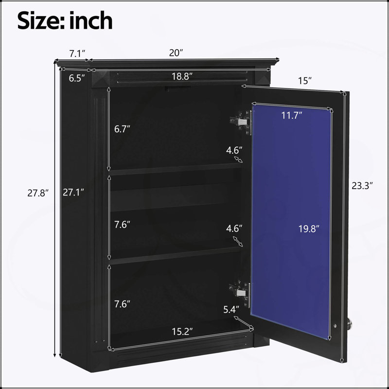 Armoire de rangement murale pour salle de bain avec miroir, tablette réglable et conception compacte pour les salles de bain modernes