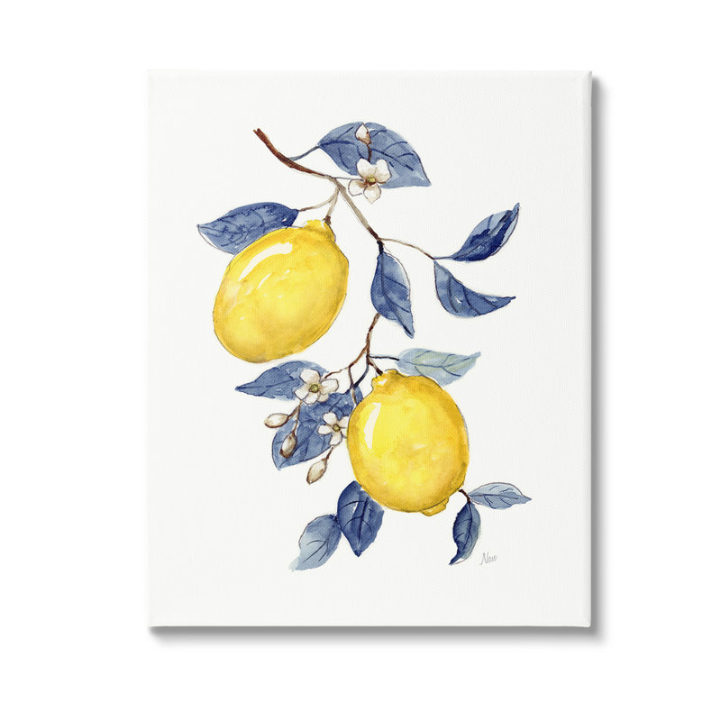 "Citrons avec boutons floraux", art mural par Nan, H 20 po x l 16 po x P 1,5 po