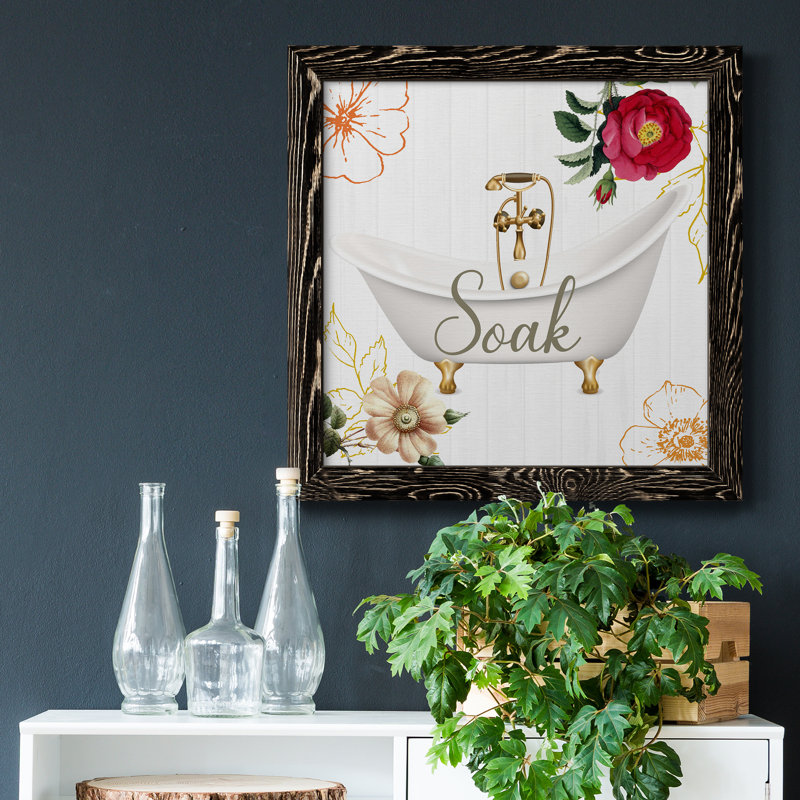 Soak - Peinture sur toile encadrée, Toile avec cadre noir patiné, H 17 po x l 17 po x P 1,5 po
