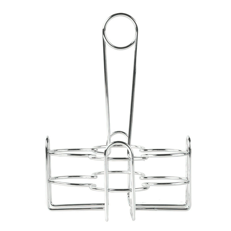 Caddies de table - Support à condiments en métal à 4 compartiments avec porte-numéro, 4 compartiments, chrome