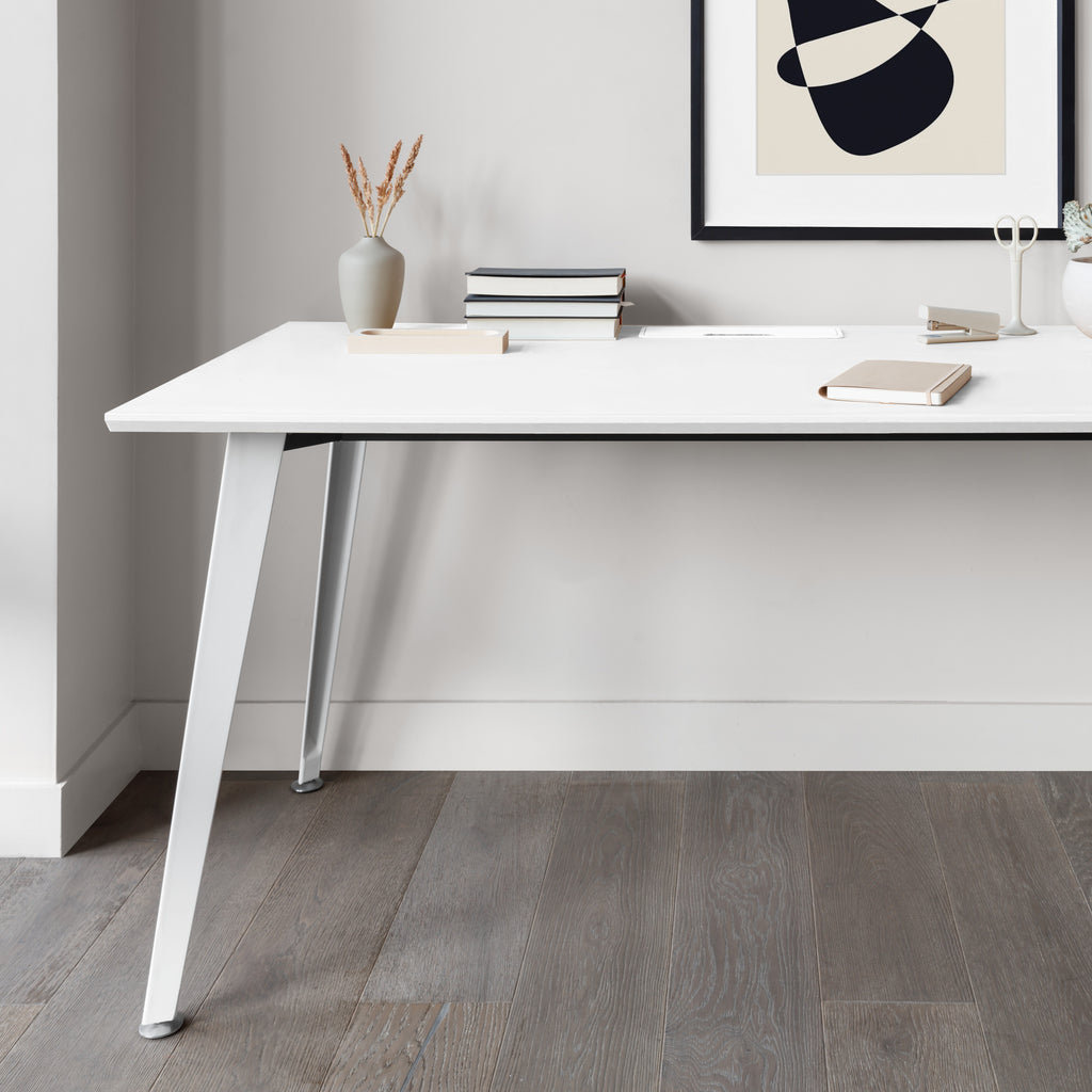Writing Desk, 30" H x 48" W x 24" D, White, White