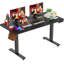 Bureau debout à hauteur ajustable électrique Hubing avec 2 ports USB et 3 prises de courant, 4 roulettes verrouillables, 2 crochets, grand tapis de souris-1266656928-1266656931