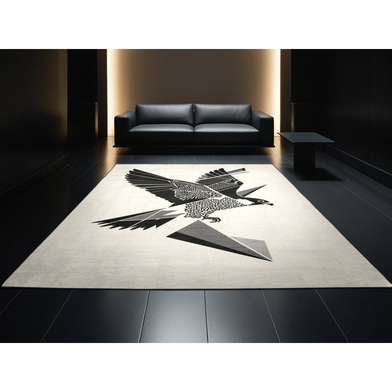 Tapis beige lavable à la machine Ozain Falcon, 2 x 5
