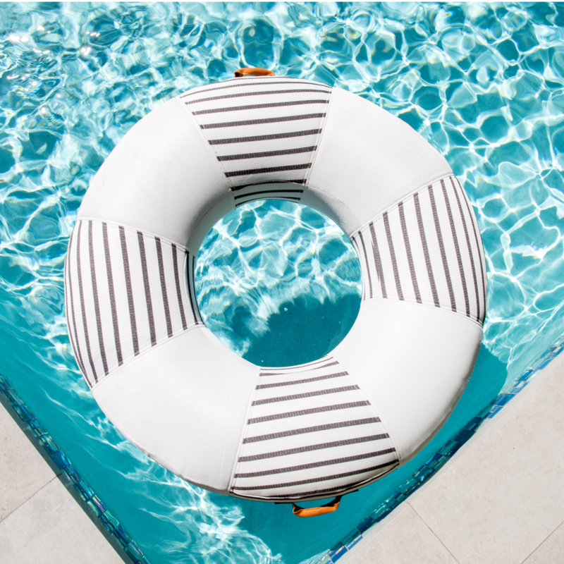 Big Joe Lux Ring Premium Pool Float, Cape Stripe, Durable UV Protected, Black/White
