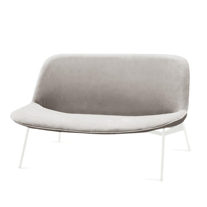 Chiado Sofa, Paris Mouse Velvet, White, 31" H x 75" W x 25" D