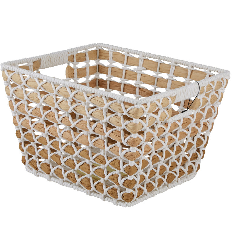  Small Paper Rope Woven Tote, 7.8" H x 11.8" W x 9.8" D