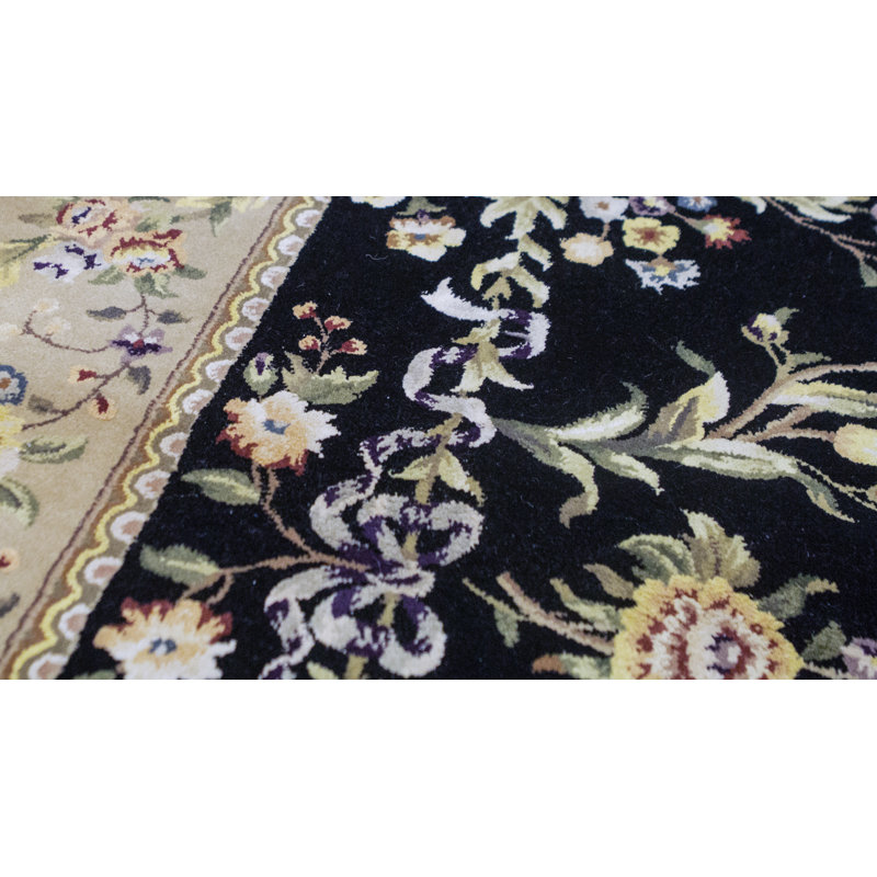 Hand-Knotted High-Quality Wine and Black Area Rug