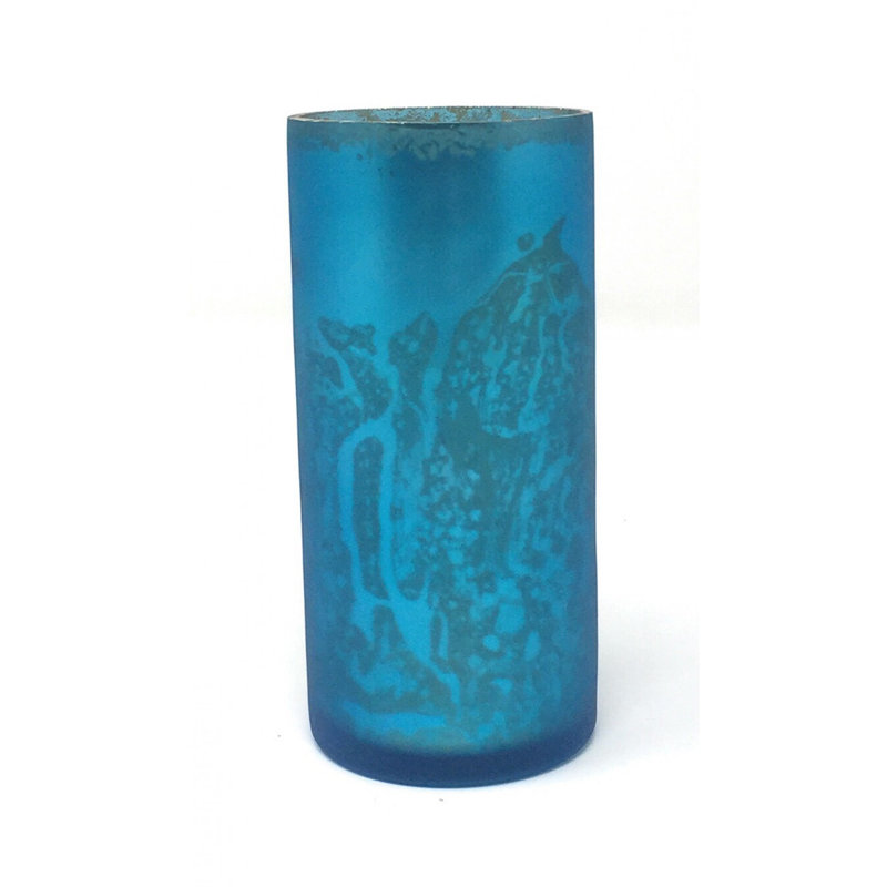 Vase cylindrique en verre, Sarcelle