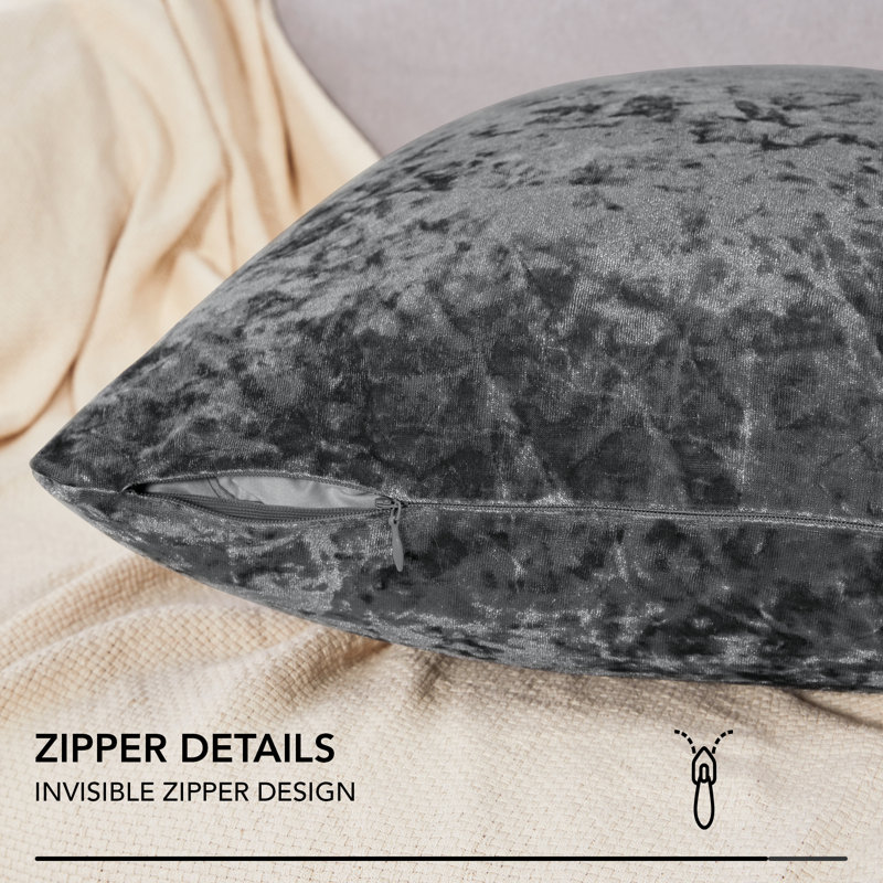 Dark Gray Velvet Polyester Standard Pillow Covers