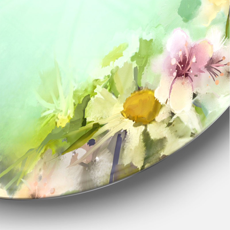Fleurs rétro avec forme de cœur - horloge murale moderne, Moyen