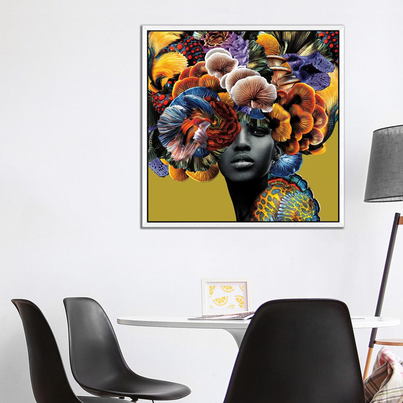 Good Hair by Lolita Lorenzo - Print on Canvas, White Floater Framed, 93.98cm H x 93.98cm W x 3.81cm D
