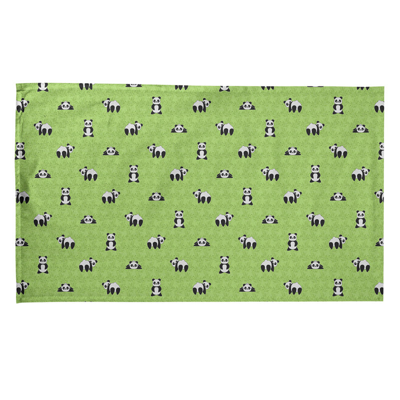 Torchon à motif Panda, Vert, Polyester sergé
