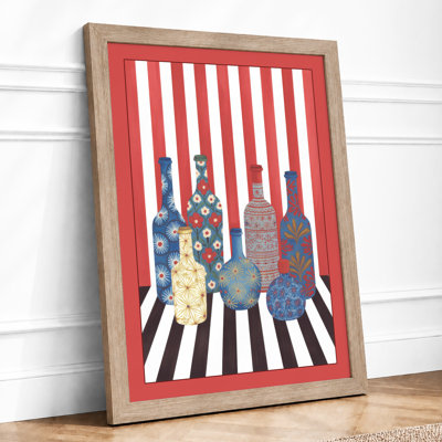 Patterned Bottles In Line Modern - Print