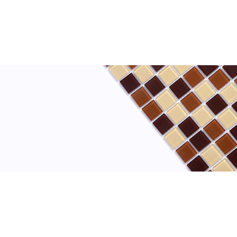 1" x 1" Straight Edge Glass Mosaic Tile, Earth