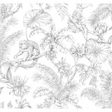 Tropical Sketch Toile Vinyl Wallpaper Roll