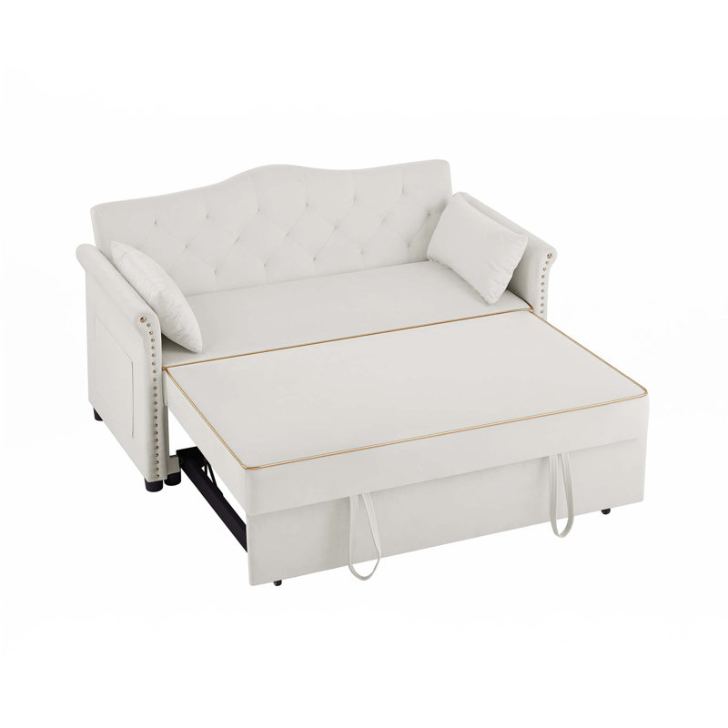 Canapé-lit en velours, Beige