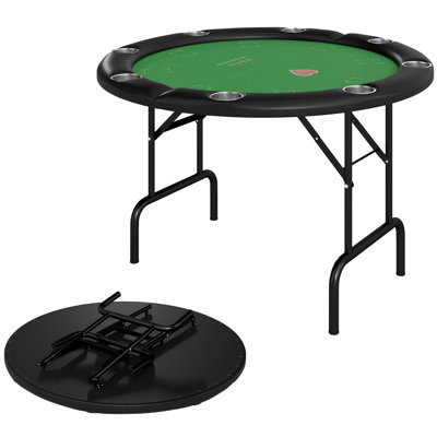 Table de poker pliable ronde de 47 po pour 8 joueurs avec porte-gobelets, vert