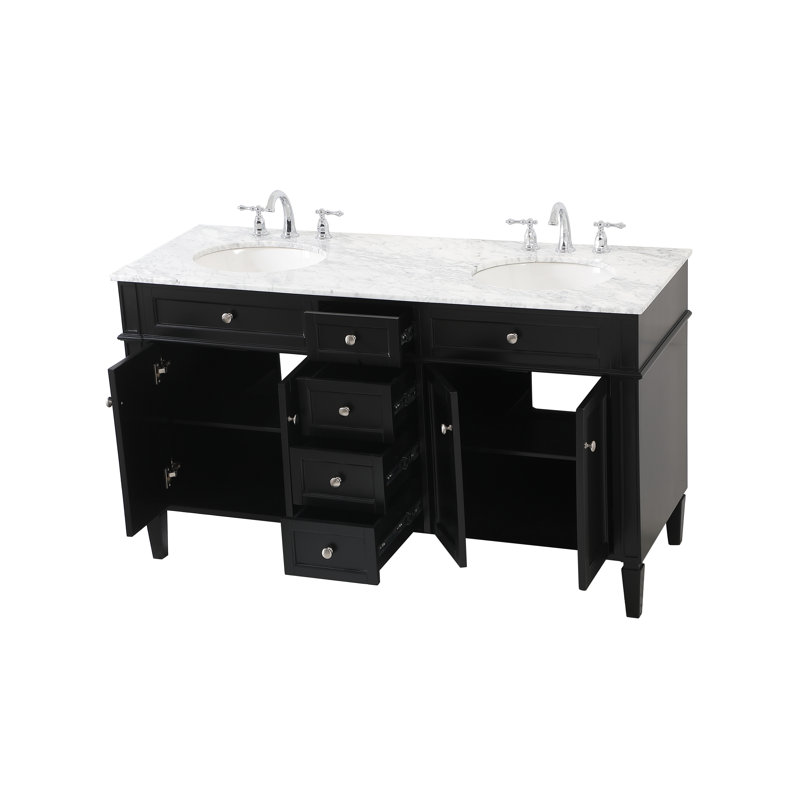 Ensemble de meuble-lavabo double 60 "Rivers, Noir