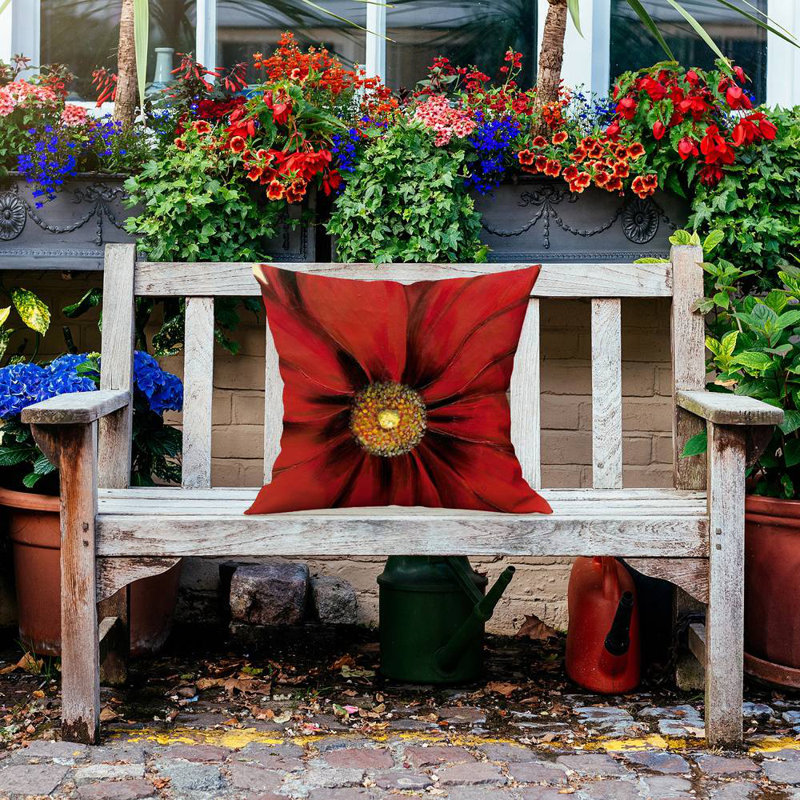 Red daisy - 20"x20" Outdoors Throw pillow - Spun poly - Print on demand