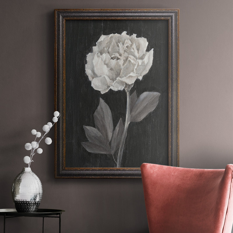 «Black and White Flowers IV», toile encadrée de qualité supérieure, prête à être accrochée, H 27 po x l 18 po x P 2,5 po