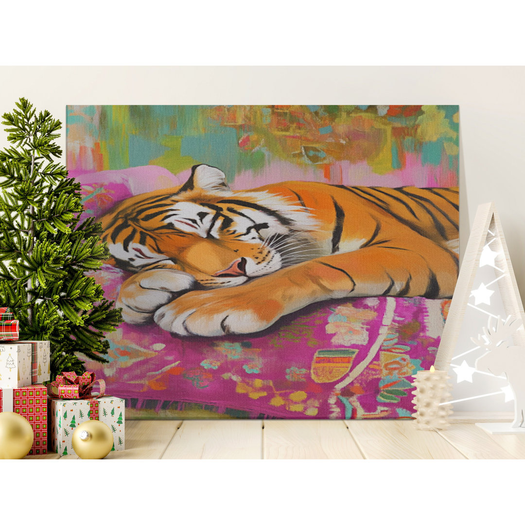 Sleeping Tiger Boho Canvas Wall Art