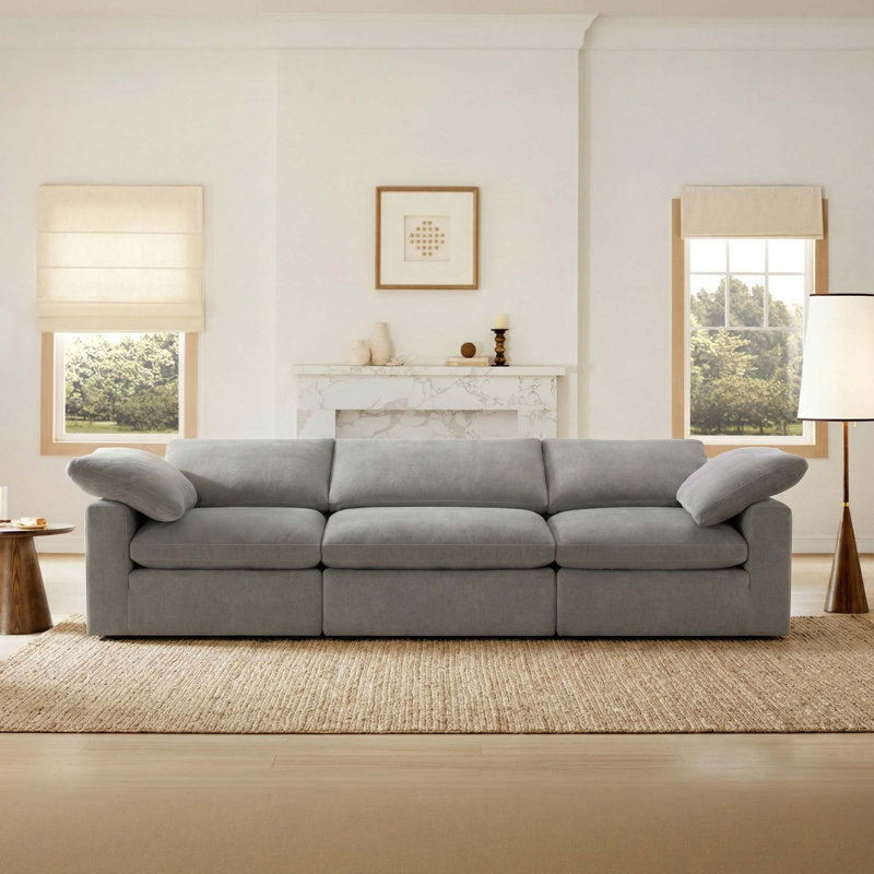 Asher 3 - Piece 89'' Upholstered Modular Sofa, Capri Truffle