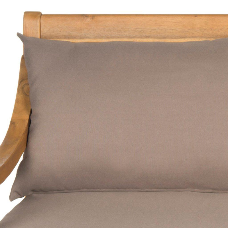71.7'' Wide Straight Acacia Patio Daybed with Cushions, Natural, Taupe