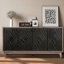 Style Mid-Century avec 4 portes à motif convexe et 2 tablettes - Espace de rangement spacieux pour le couloir du salon de 60 po de large style cannelé noir antique-120660642