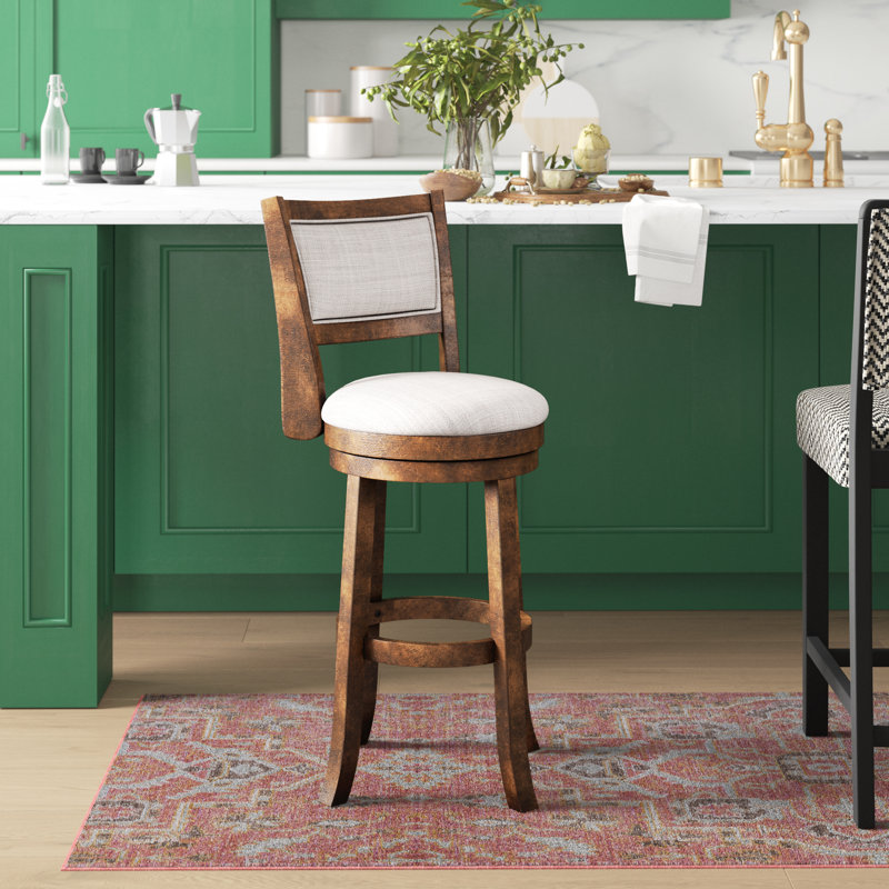 Ichika Swivel Upholstered Counter Stool with Solid Wood Frame, Bar Stool (29" Seat Height)
