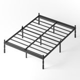 Heavy Duty Anti-Slip Metal Bed Frame with Side Baffles – Prevents Mattress from Sliding, No Box Spring Needed, Quiet & Sturdy Mattress Foundation
