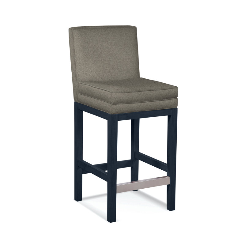 Upholstered Stool, Basic Grey; 0317-83, Navy Finish