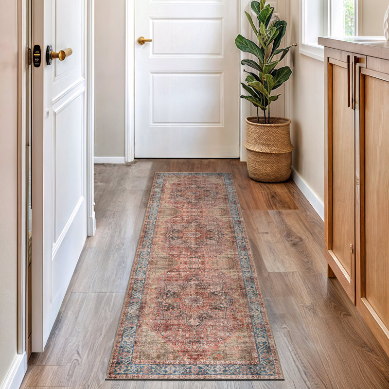 Calista Multi Vintage Rug – Machine Washable Flat Pile With Non-Slip Backing, Runner 2'6" x 8', Multi