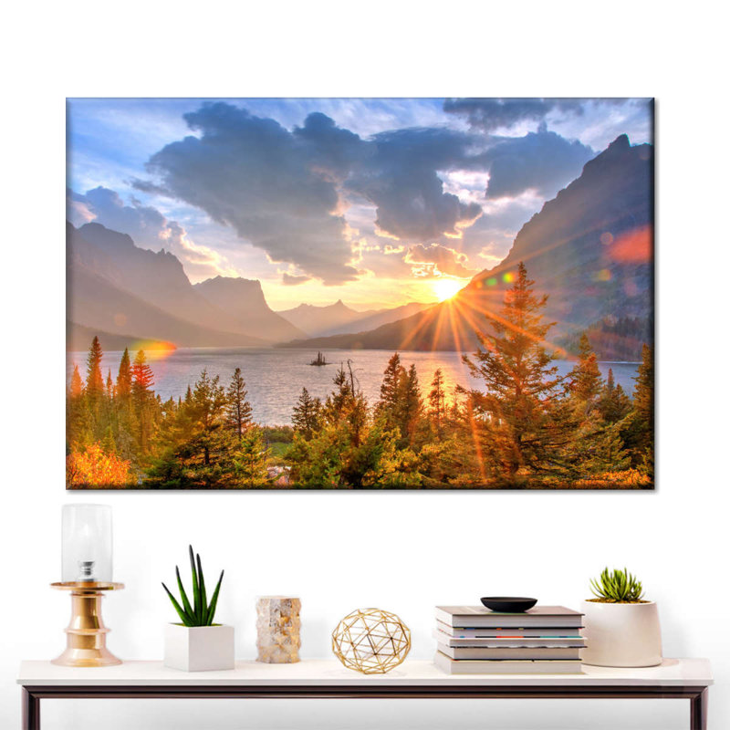 Montana, Saint Mary Lake, sur toile, H 8 po x l 12 po x P 1 po