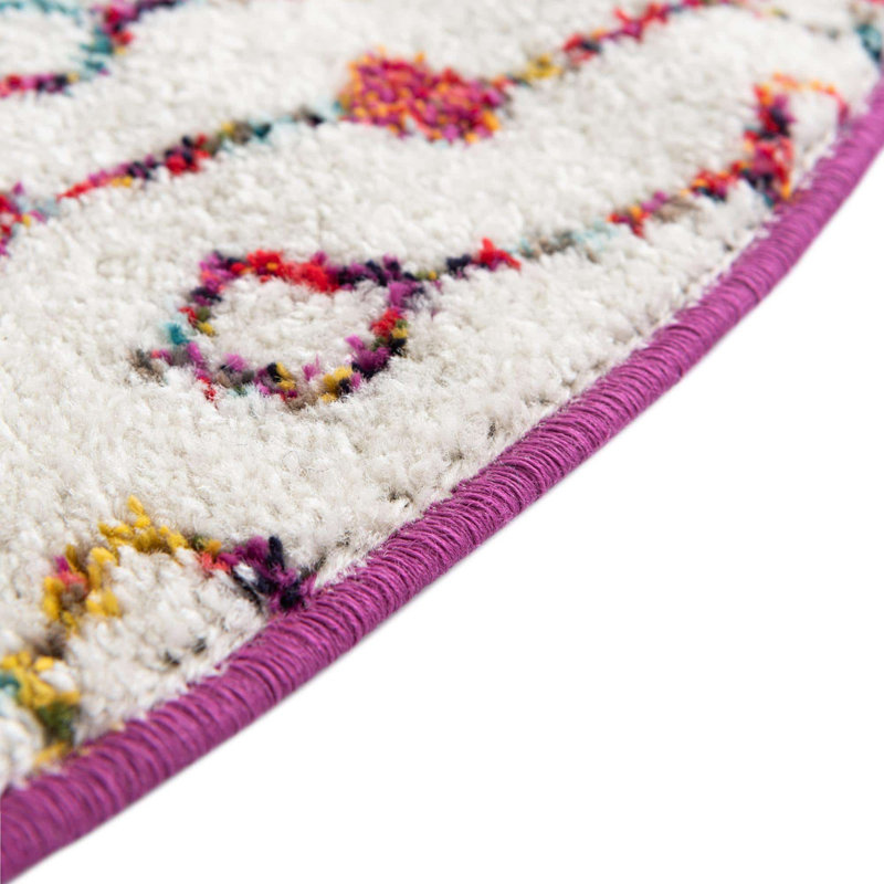 Somerville Geometric Indoor Rug, Round 7'10", Ivory/Red