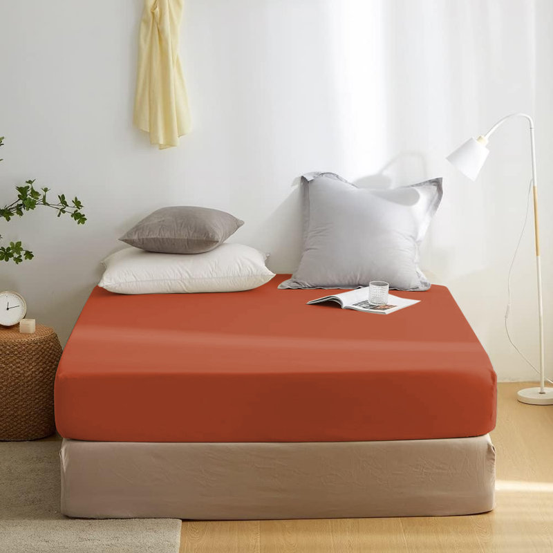 Super Soft Microfiber Deep Pocket Fitted Sheet, Rust, Single (3')