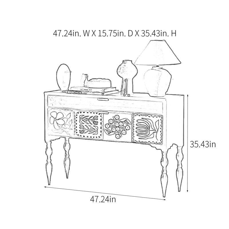 Retro Classical Elegant Console Table with Drawers, Brown