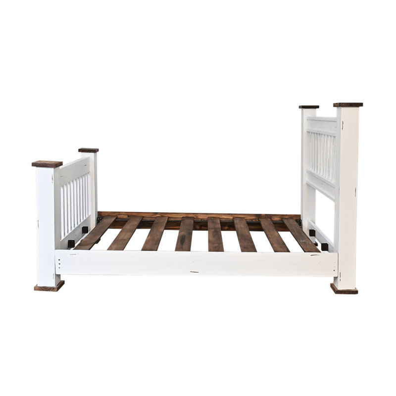 Grand lit en pin Ponderosa, Blanc, Grand