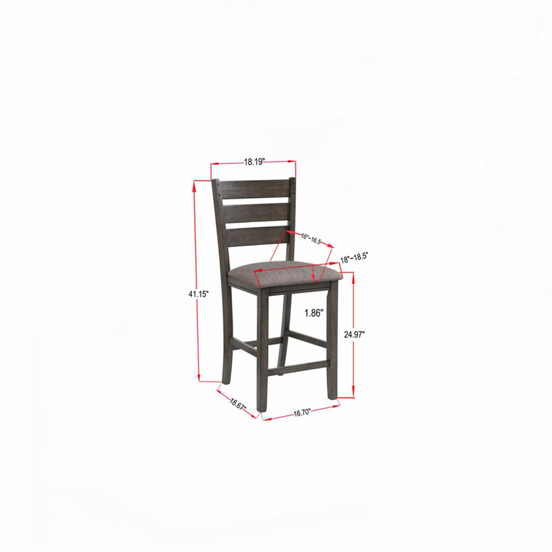 2pc Dining Chair Set, Charcoal, Black