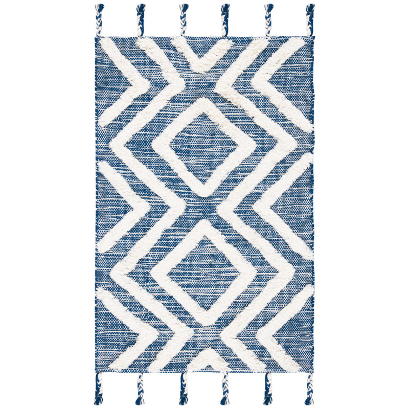 Alimatou Hand Tufted Wool Geometric Rug, Rectangle 3' X 5'