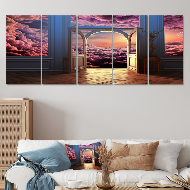Mayron - art mural nuages 5 pièces, H 28 po x l 60 po