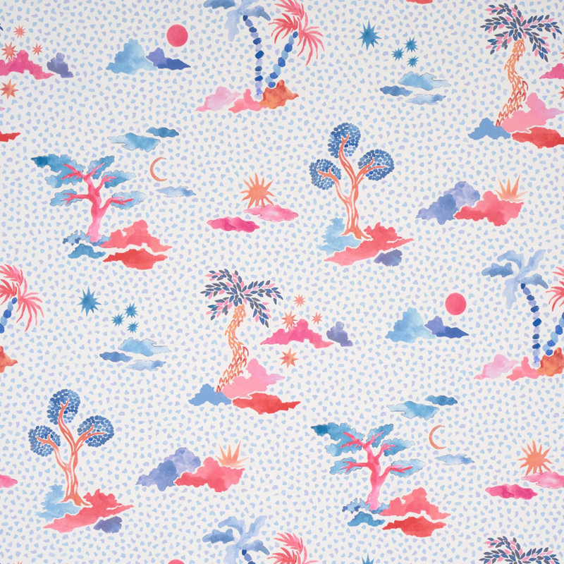 Papier peint Schumacher x Happy Menocal Valletta, Ciel / rose