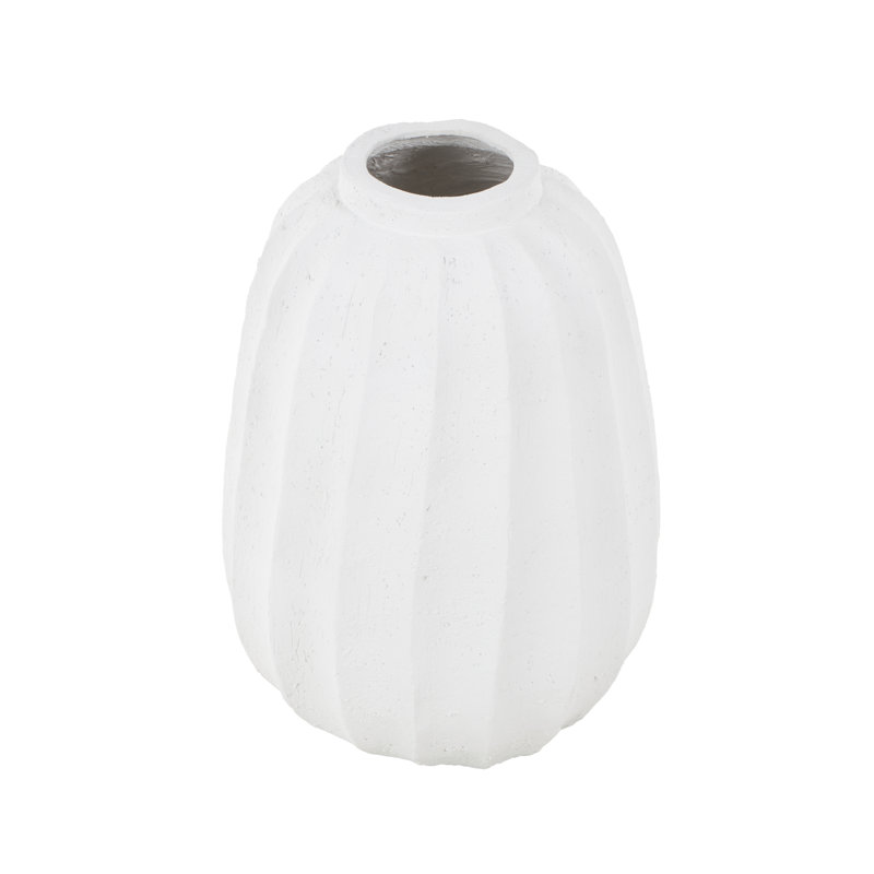 Magnesium Oxide Wide Vase With Carved Grooves