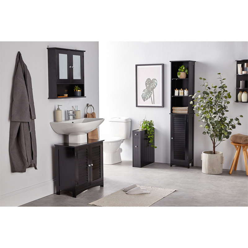 Shrewsbury Black Bathroom Mirror Cabinet